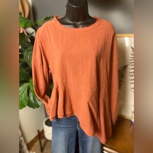 Free People Asymmetrical OversizedLong Sleeve Top